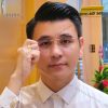 Mắt kính vàng hồng nguyên khối Au750 đính kim cương