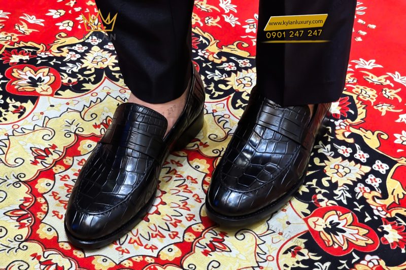 Giày da cá Alligator black