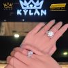 Nhẫn nữ vàng hồng nguyên khối Au750 đính viên kim cương chủ 15ly