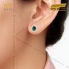 Bông tai vàng trắng nguyên khối Au750 đính kim cương và đá ngọc lục bảo