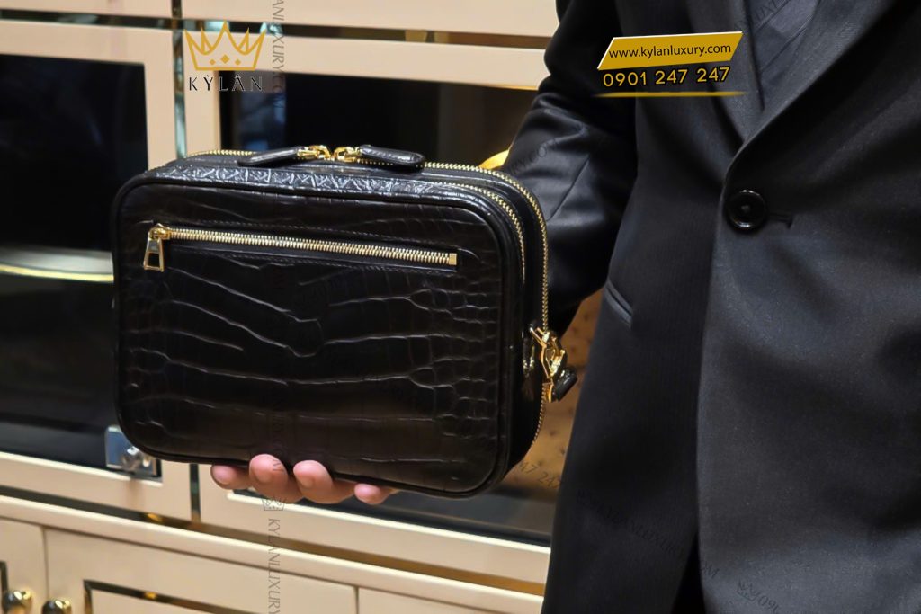 Kỳ Lân Luxury 13 4 Túi Clutch Nam Da Cá Alligator Black