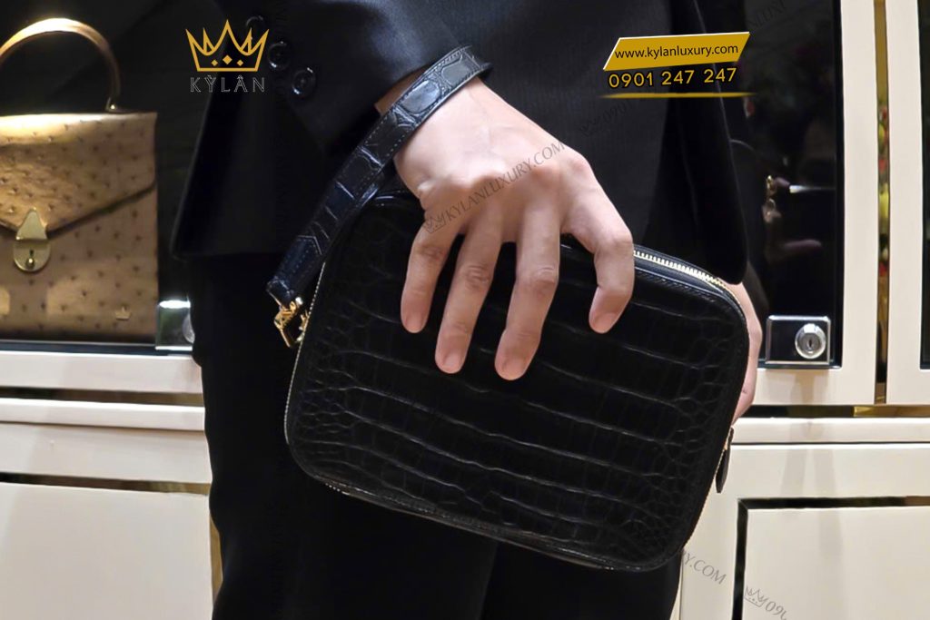 Kỳ Lân Luxury 14 1 Túi Clutch Nam Da Cá Alligator Black