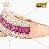 Nhẫn nữ vàng hồng Au750 đính kim cương & ruby hồng