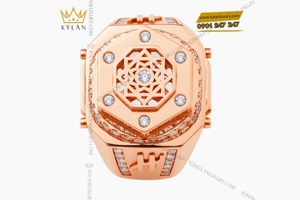 Kỳ Lân Luxury 2 103 Nhẫn Hublot vàng hồng nguyên khối Au750 đính kim cương