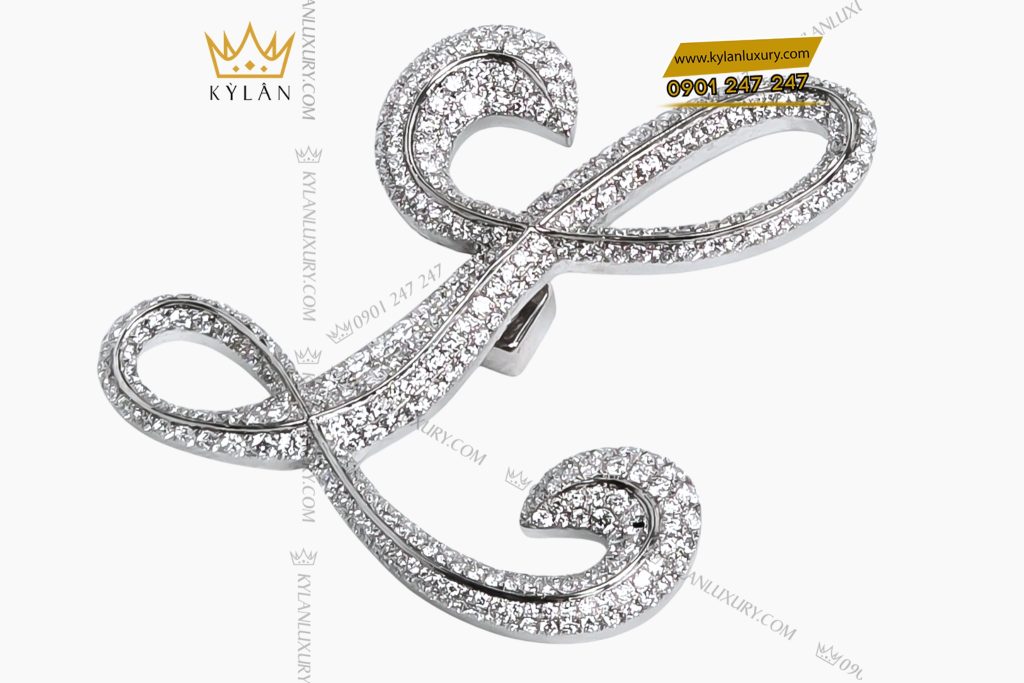 Logo cài áo chữ L vàng trắng nguyên khối Au750 đính kim cương 3 Logo cài áo chữ L vàng trắng nguyên khối Au750 đính kim cương