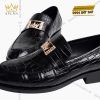 Giày nam da cá Alligator black đính logo vương miện vàng full kim cương
