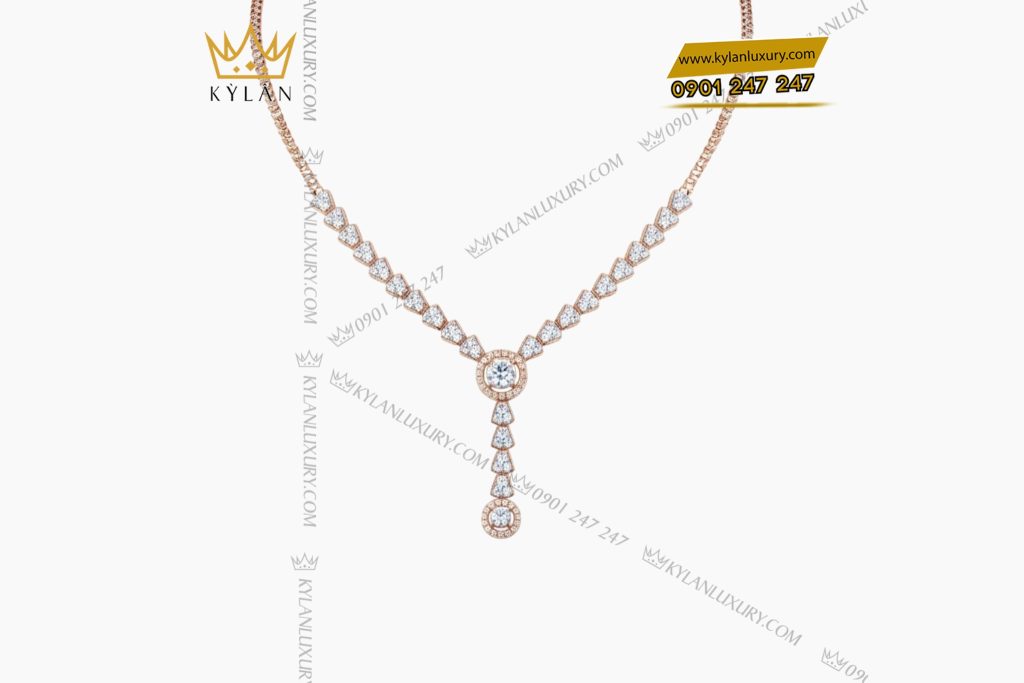 Dây chuyền vàng hồng nguyên khối Au750 đính kim cương 3 Dây chuyền vàng hồng nguyên khối Au750 đính kim cương