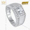 Nhẫn nam vàng trắng Au750 đính kim cương