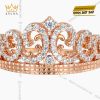 Nhẫn nữ vương miện vàng hồng Au750 đính kim cương
