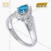 Nhẫn nữ vàng trắng Au750 đính kim cương và Sapphire xanh 