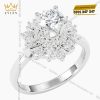 Nhẫn nữ kim cương vàng trắng nguyên khối Au750 