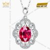 Mặt dây chuyền vàng trắng nguyên khối Au750 đính kim cương và đá ruby