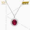 Mặt dây chuyền vàng trắng nguyên khối Au750 đính kim cương và đá ruby