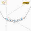 Dây chuyền vàng trắng nguyên khối Au750 đính kim cương và đá Topaz xanh