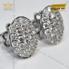Bông tai hình oval vàng trắng Au750 đính kim cương