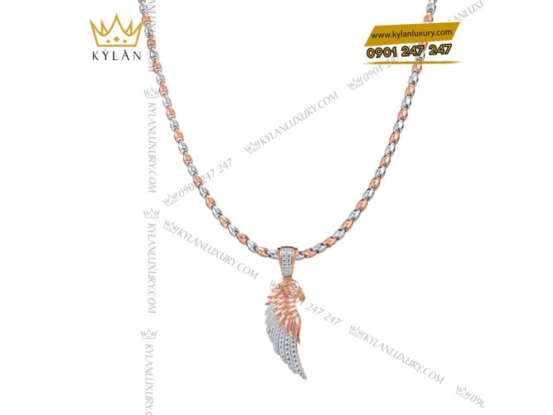 Mặt dây chuyền Cánh Vàng Tự Do vàng hồng Au750 đính kim cương