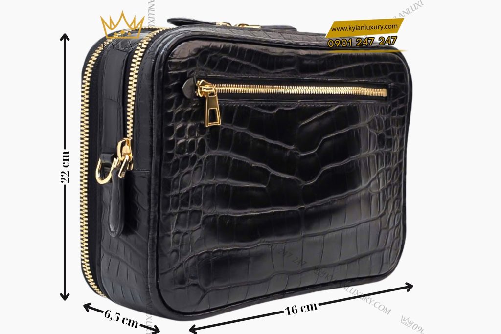 Túi Clutch Nam Da Cá Alligator Black