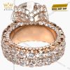 Nhẫn nữ vàng hồng nguyên khối Au750 đính viên kim cương chủ 15ly