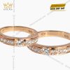 Cặp nhẫn đôi vàng hồng nguyên khối Au750 đính kim cương
