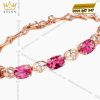 Lắc tay vàng hồng nguyên khối Au750 đính kim cương và đá ruby 