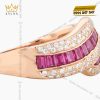 Nhẫn nữ vàng hồng Au750 đính kim cương & ruby hồng