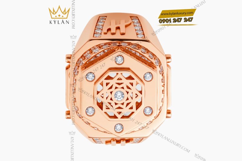 Nhẫn Hublot vàng hồng nguyên khối Au750 đính kim cương