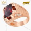Nhẫn nam vàng hồng nguyên khối Au750 đính đá sapphire đỏ