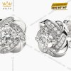 Bông tai vàng trắng Au750 đính kim cương