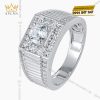 Nhẫn nam vàng trắng Au750 đính kim cương