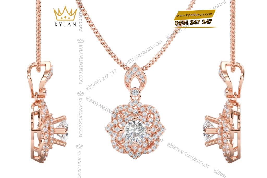 Kỳ Lân Luxury 3 122 Dây chuyền vàng hồng Au750 đính kim cương