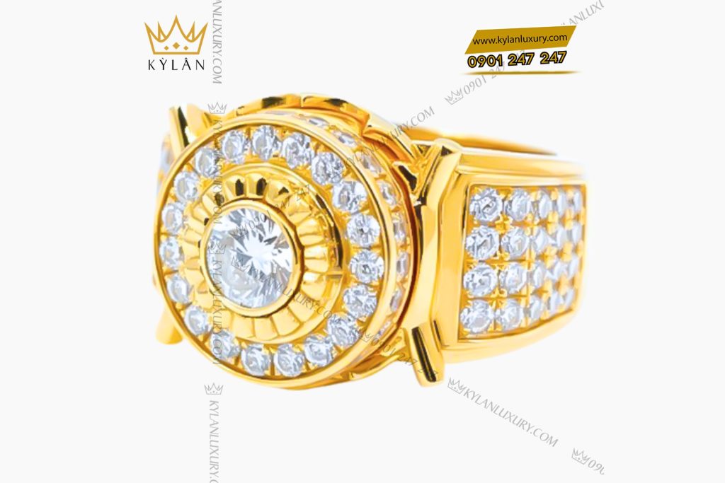 Kỳ Lân Luxury 3 128 Nhẫn nam vàng vàng Au750 đính kim cương