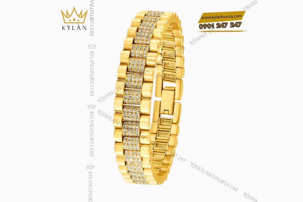 Lắc tay Rolex vàng Au750 đính 4 hàng kim cương 11 Kỳ Lân Luxury 3 129 Lắc tay Rolex vàng Au750 đính 4 hàng kim cương