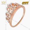 Nhẫn nữ vương miện vàng hồng Au750 đính kim cương