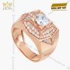 Nhẫn nam vàng hồng nguyên khối Au750 đính kim cương 