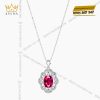 Mặt dây chuyền vàng trắng nguyên khối Au750 đính kim cương và đá ruby