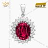 Mặt dây chuyền vàng trắng nguyên khối Au750 đính kim cương và đá ruby