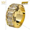 Nhẫn Rolex xoay vàng nguyên khối Au750 đính 5 hàng kim cương baguette