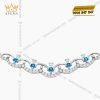 Dây chuyền vàng trắng nguyên khối Au750 đính kim cương và đá Topaz xanh