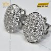 Bông tai hình oval vàng trắng Au750 đính kim cương