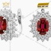 Bông tai vàng trắng Au750 đính kim cương và đá Ruby 