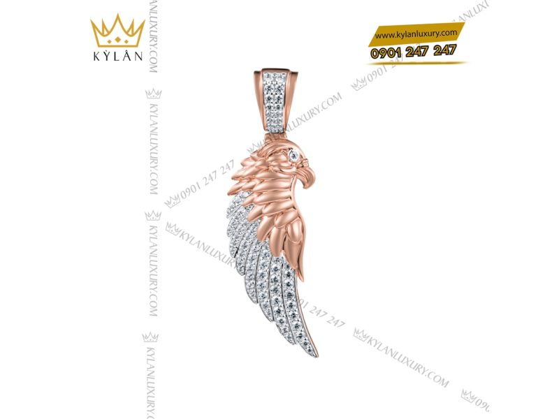 Mặt dây chuyền Cánh Vàng Tự Do vàng hồng Au750 đính kim cương