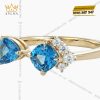 Nhẫn nữ vàng nguyên khối Au750 đính hai viên chủ đá Topaz
