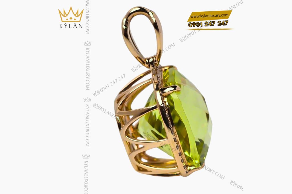 Mặt dây chuyền vàng hồng Au750 đính đá thạch anh vàng 10 Kỳ Lân Luxury 3 73 Mặt dây chuyền vàng hồng Au750 đính đá thạch anh vàng