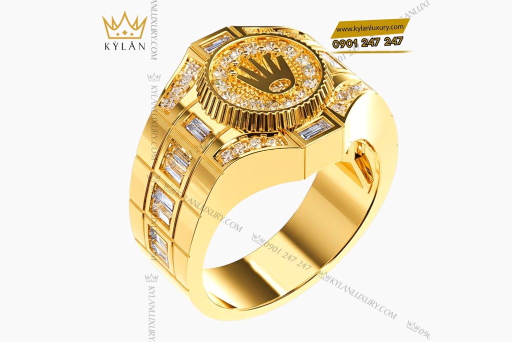 Nhẫn Rolex vàng nguyên khối Au750 đính kim cương