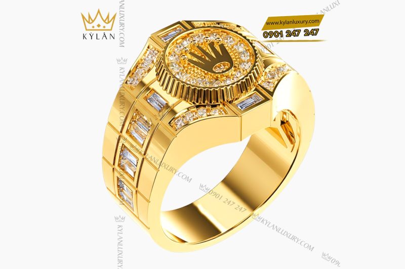 Nhẫn Rolex vàng nguyên khối Au750 đính kim cương