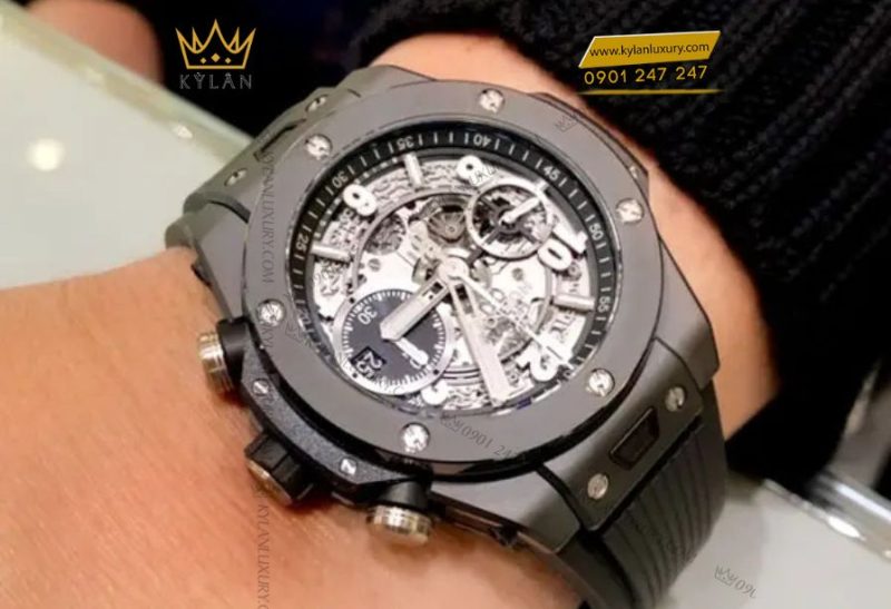 Hublot Big Bang Unico Black Magic 42mm – đồng hồ gốm đen sang trọng với thiết kế skeleton hiện đại và bộ máy UNICO in-house.