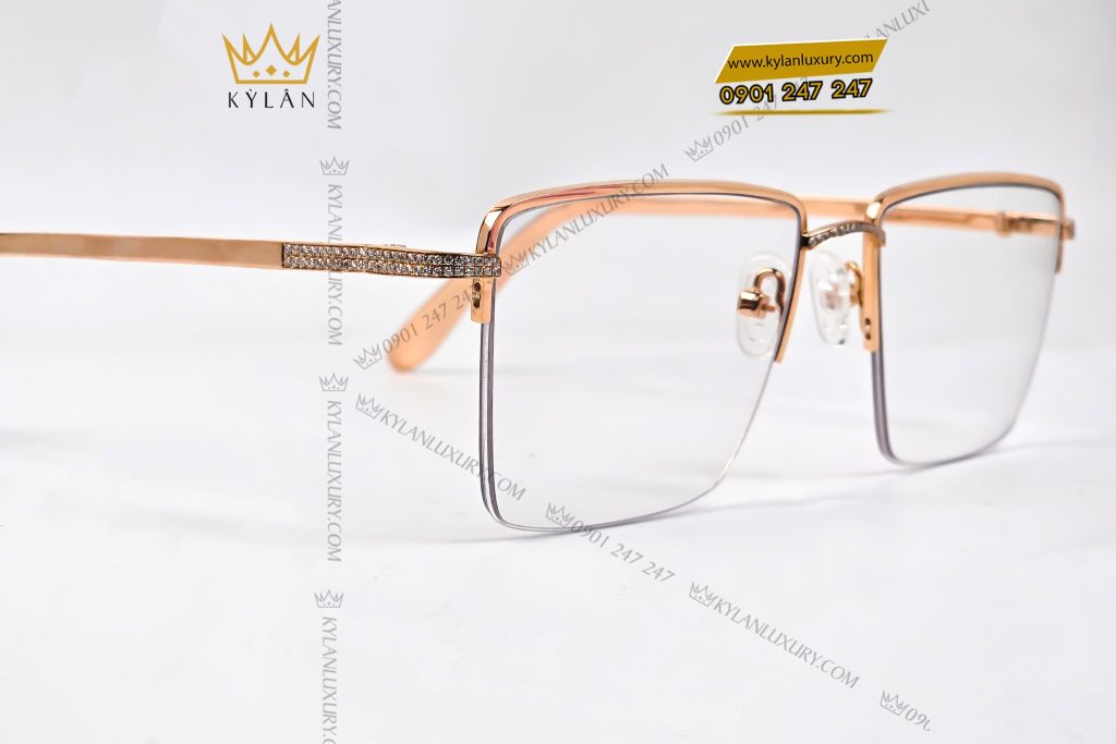 Mắt kính vàng hồng Au750 đính kim cương 12 Kỳ Lân Luxury 3 97 Mắt kính vàng hồng Au750 đính kim cương