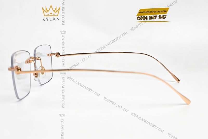 Mắt kính vàng hồng nguyên khối Au750 đính kim cương