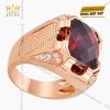 Nhẫn nam vàng hồng nguyên khối Au750 đính đá sapphire đỏ