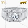 Nhẫn nam vàng trắng Au750 đính kim cương